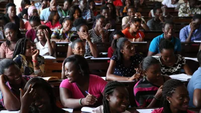 a classroom full of students in Ghana