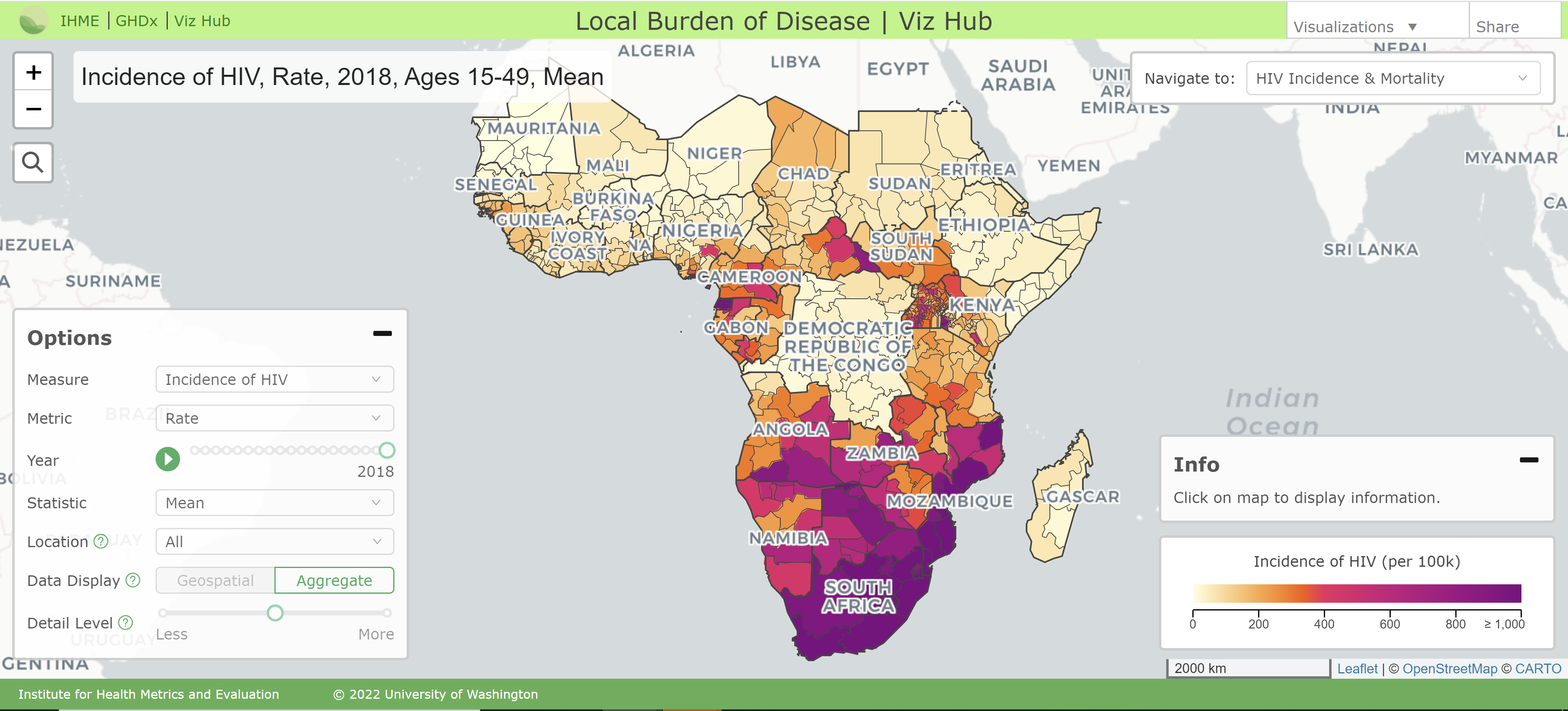 Map visualization of HIV in Africa