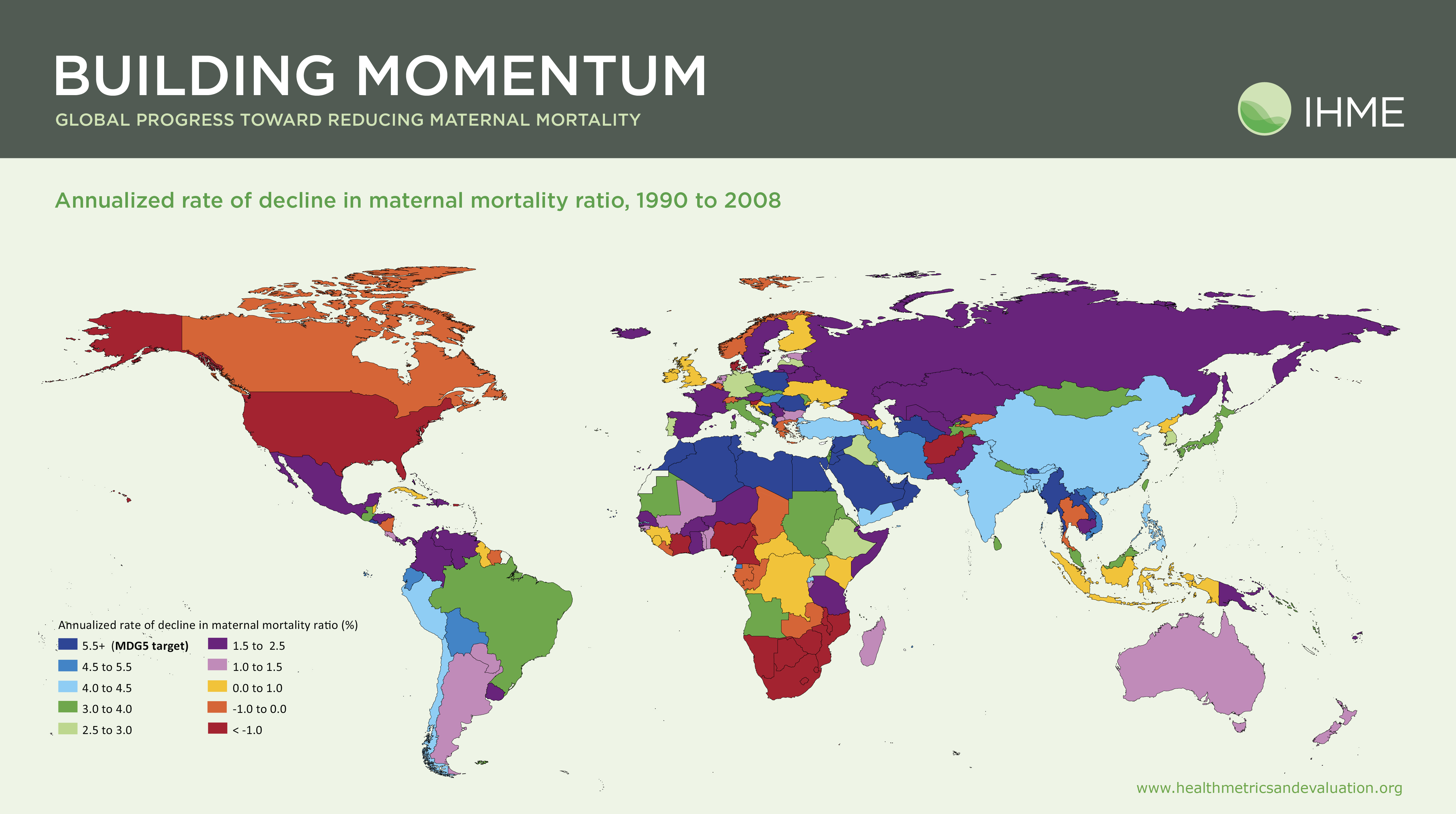 Annualized rate of decline in maternal mortality (Global), 1990-2008