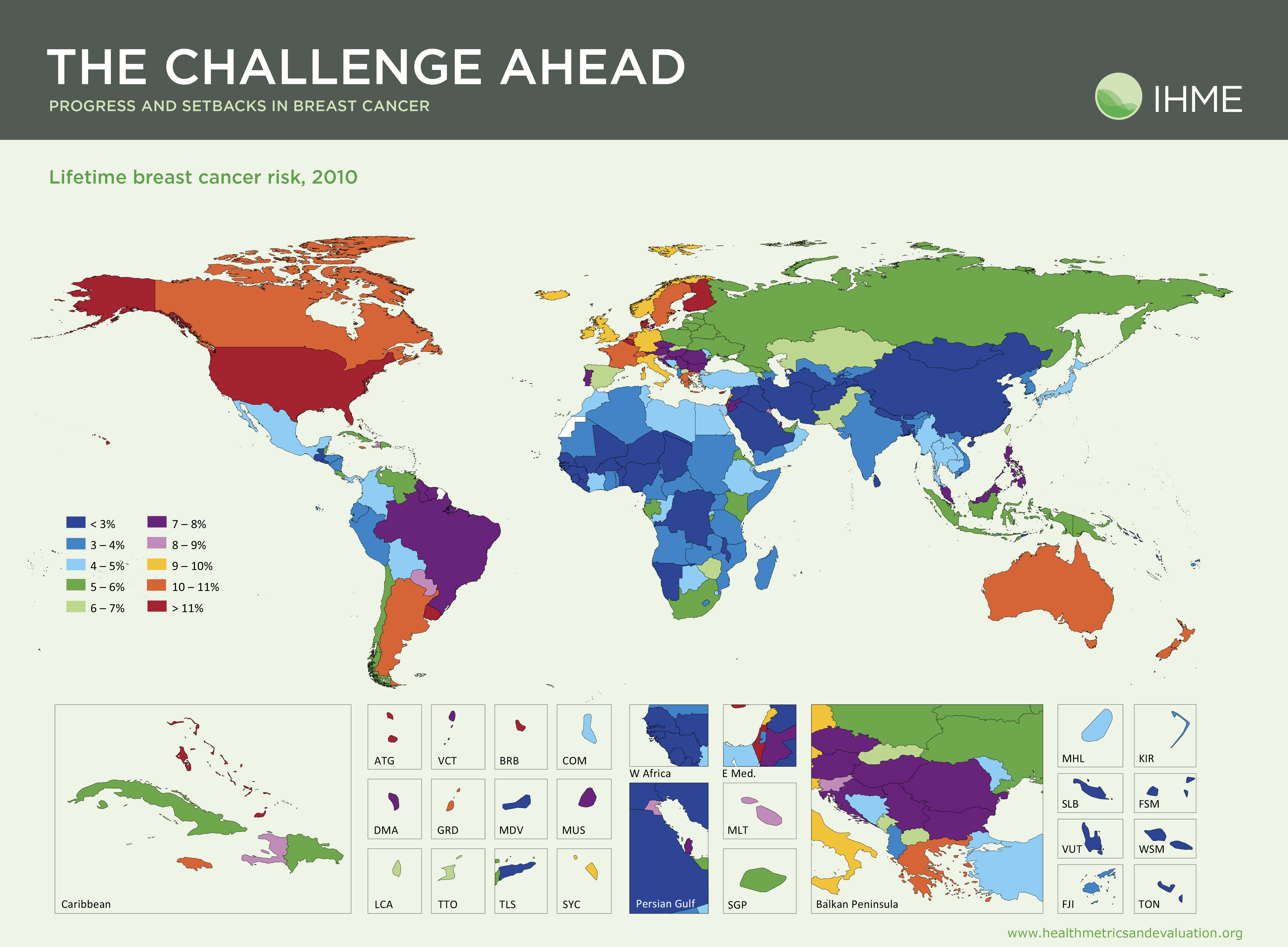 Lifetime breast cancer risk (Global), 2010