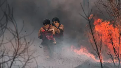firefighters putting out a forest fire
