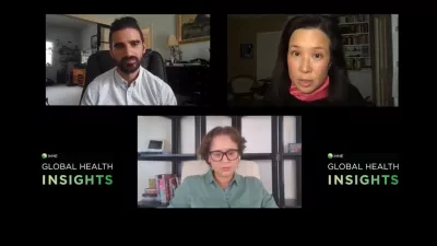 Dr. Alize Ferrari, Dr. Damian Santomauro, and Pauline Chiou speak on a video call