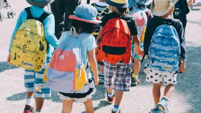 children walking to school in Japan