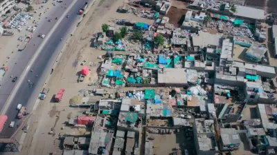 aerial shot of a town in Pakistan