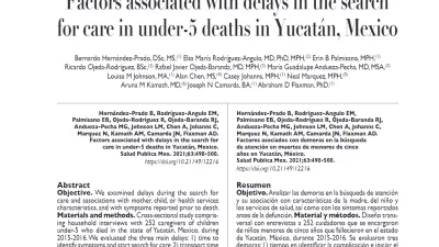 Research article titled Factors associated with delays in the search for care in under-5 deaths in Yucatán, Mexico. 