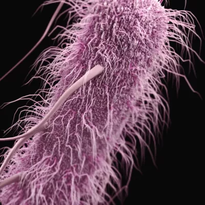 A scientific illustration of E. Coli bacteria